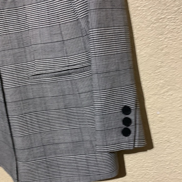 Anne Klein Blazer Jacket 14 Double Breasted Hounds Tooth Black White Pockets - Picture 5 of 15